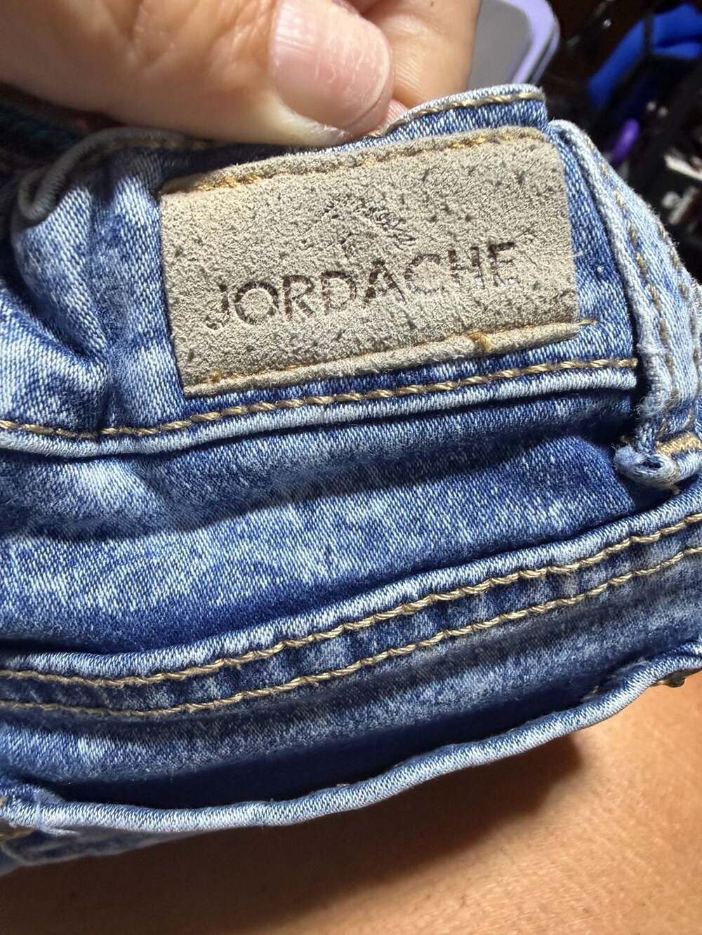 Jordache Girls Size 6 Acid Wash Rainbow Star Print Denim Shorts - Picture 3 of 4
